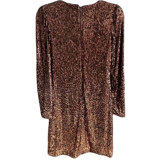 New Ramy Brook Copper Ombré Sequin Lila Dress, Long Sleeve Cocktail- Size 6 - Picture 4 of 15